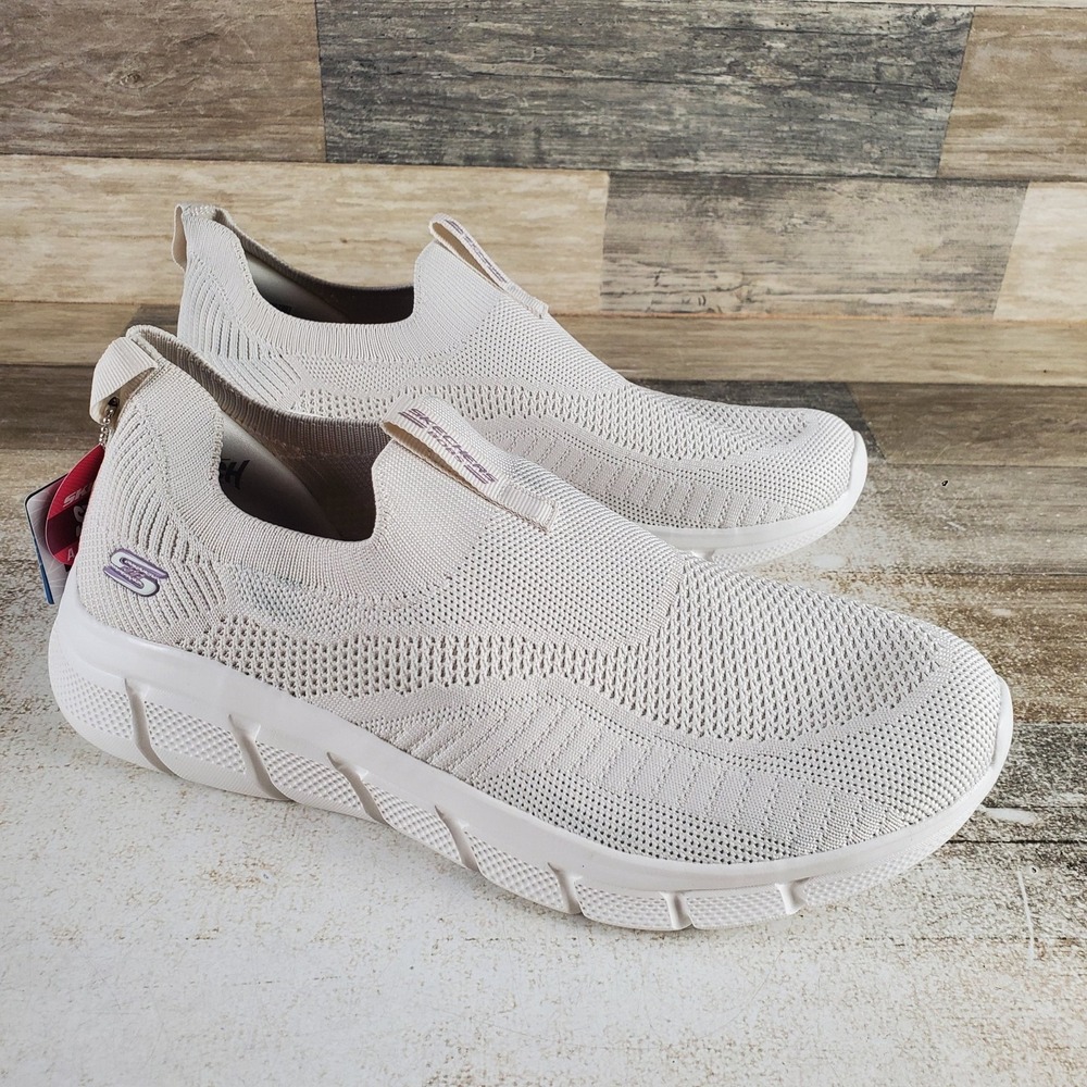 Skechers BOBS Sport B Flex Womens Shoes Sz 10 Off-White Slip-On Casual Sneakers